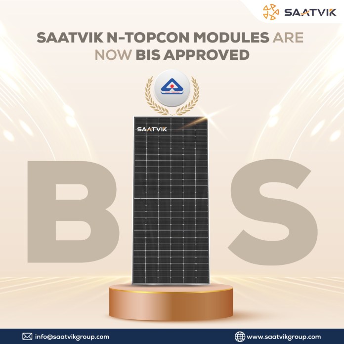 Saatvik Solar, a Leading Manufacturer, And Topcon Modules Are Now Certified By The Bureau of Indian Standards, Setting Solar Benchmarks.