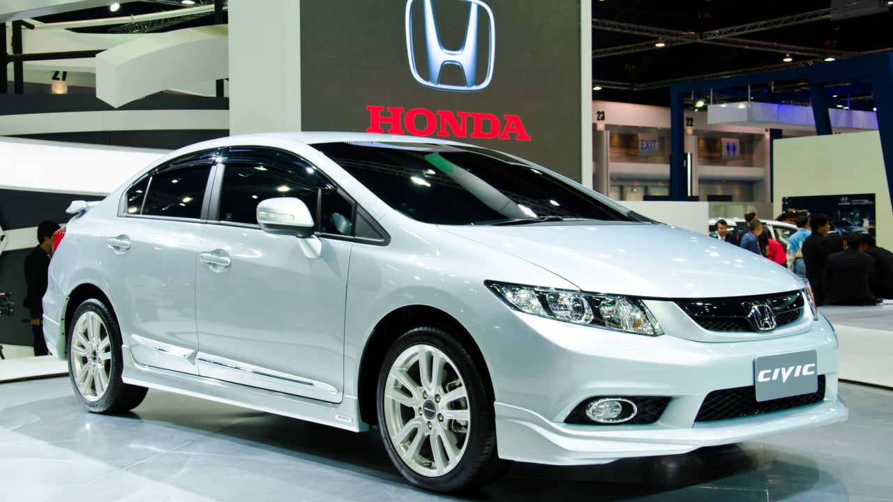 Honda Civic car on display at The 33th Bangkok International Motor Show on March 27, 2012 in Bangkok, Thailand.