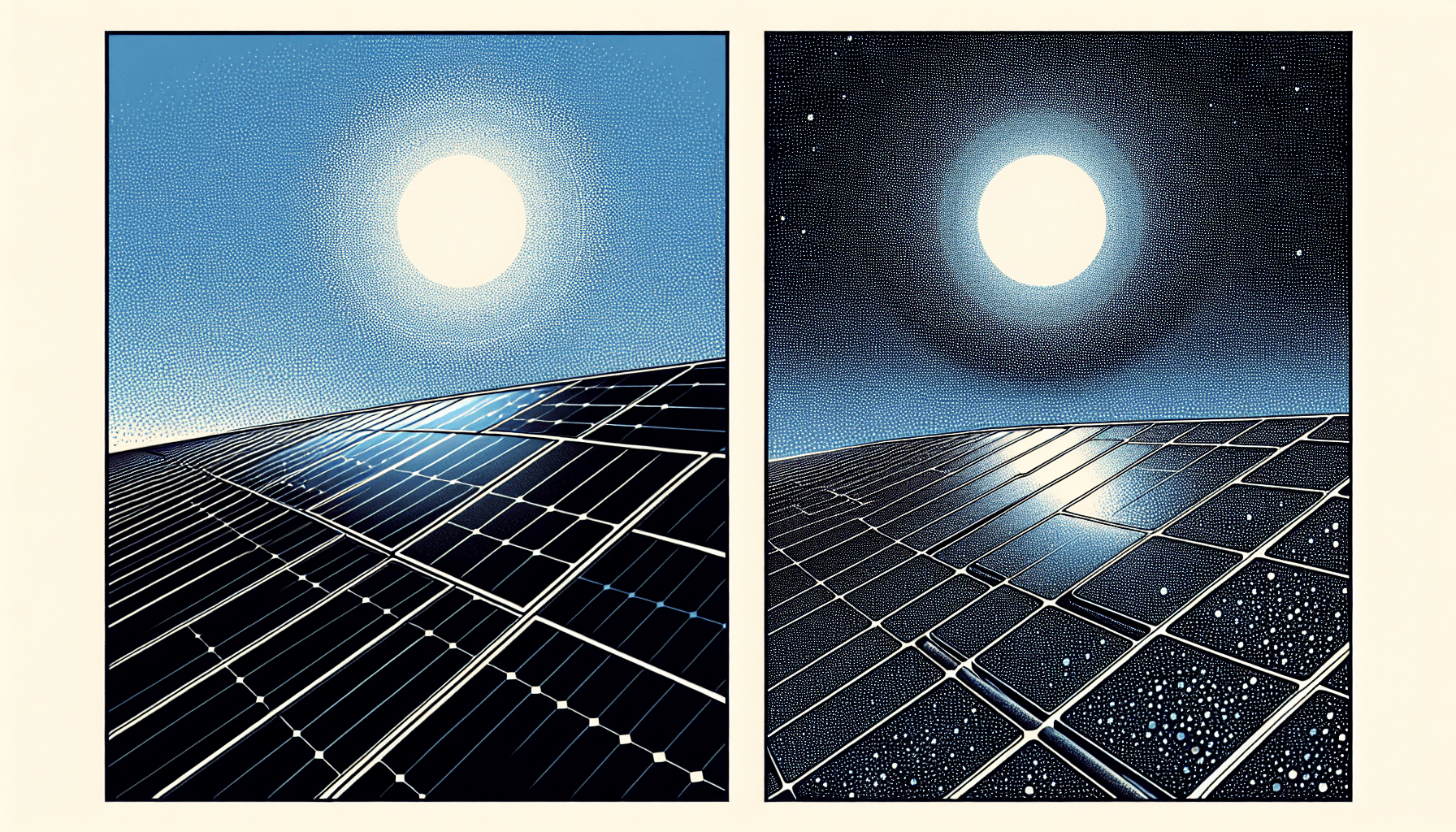 Comparison of black and blue solar panels aesthetics
