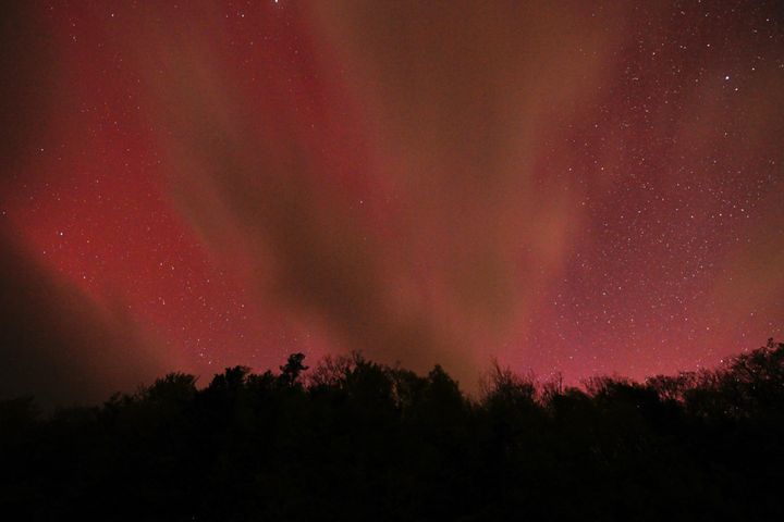 Aurora borealis over Mount Mitchell, North Carolina, United States on May 10, 2024. 