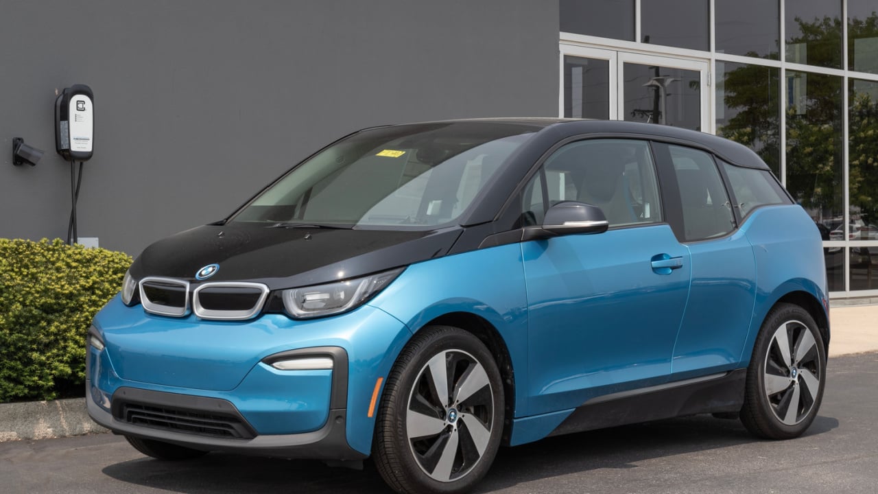 Used BMW i3 eDrive on display. With supply issues, BMW is buying and selling preowned cars to meet deman