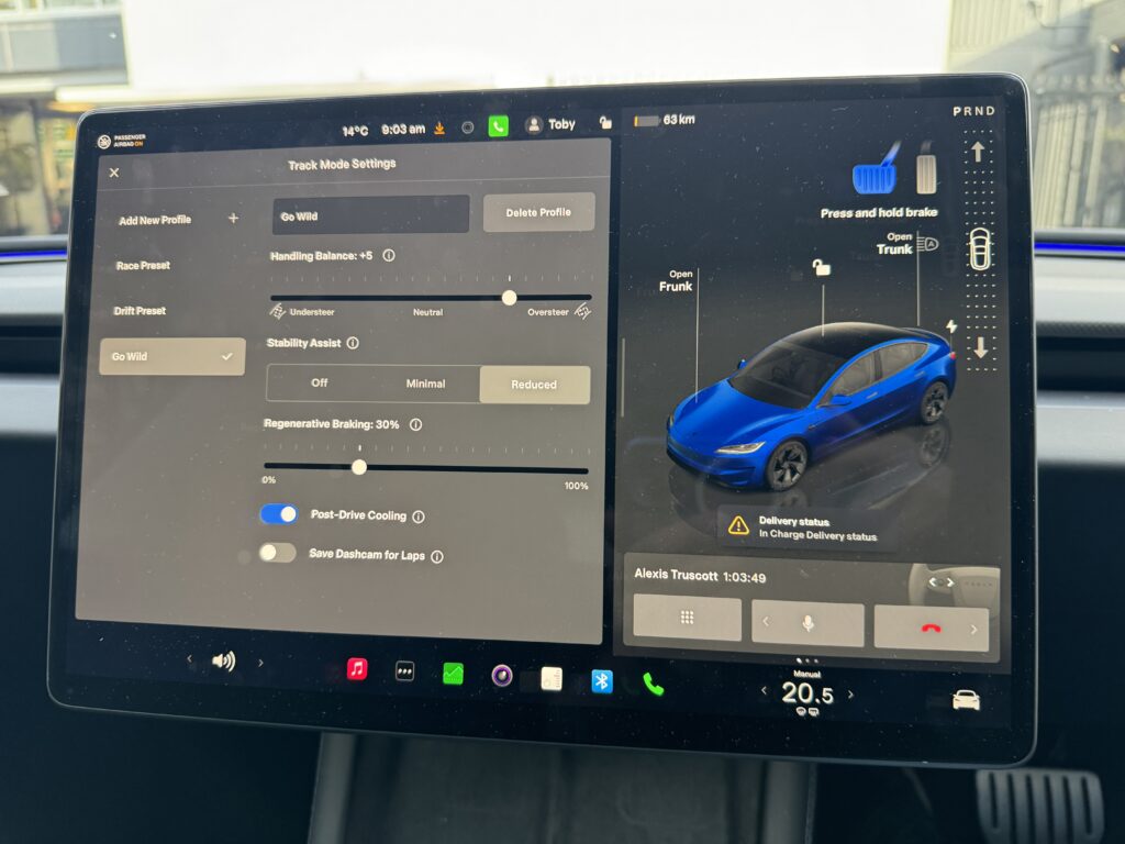 2024 Tesla Model 3 Performance display screen