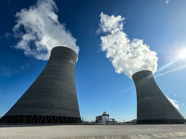 Cooling Towers 4 (left) and 3 are shown on May 31 at the nuclear reactor facility at the Alvin W. Vogtle Electric Generating Plant in Waynesboro, Georgia.