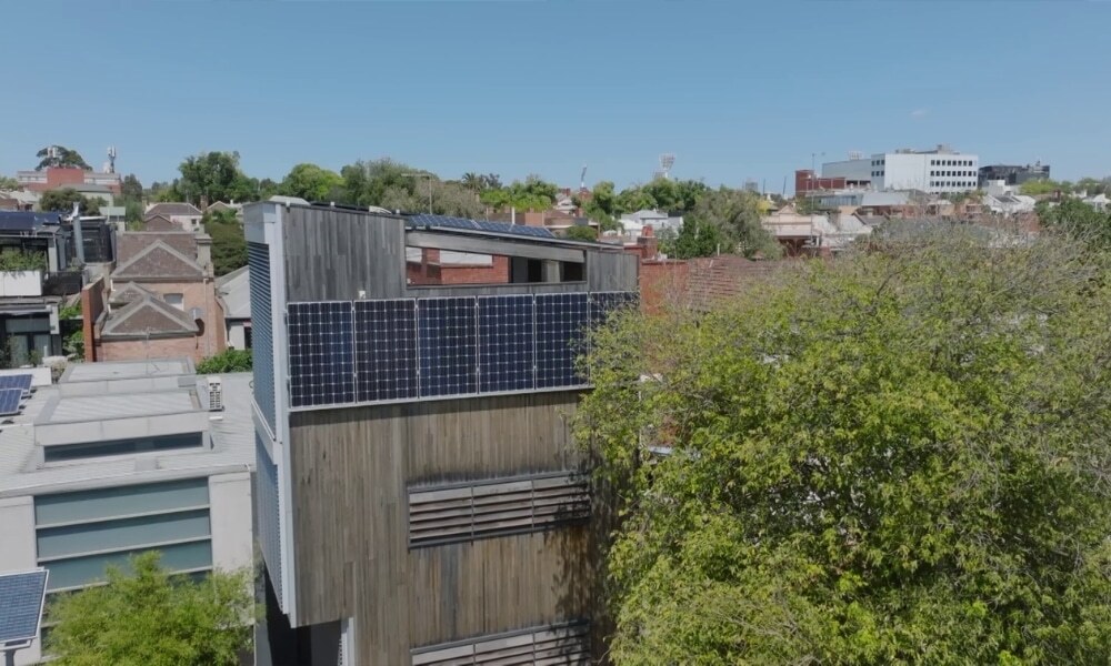 Yingli solar panels on side of Hayes Lane