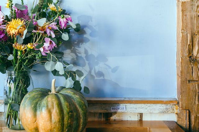 Decorating with Green Pumpkins